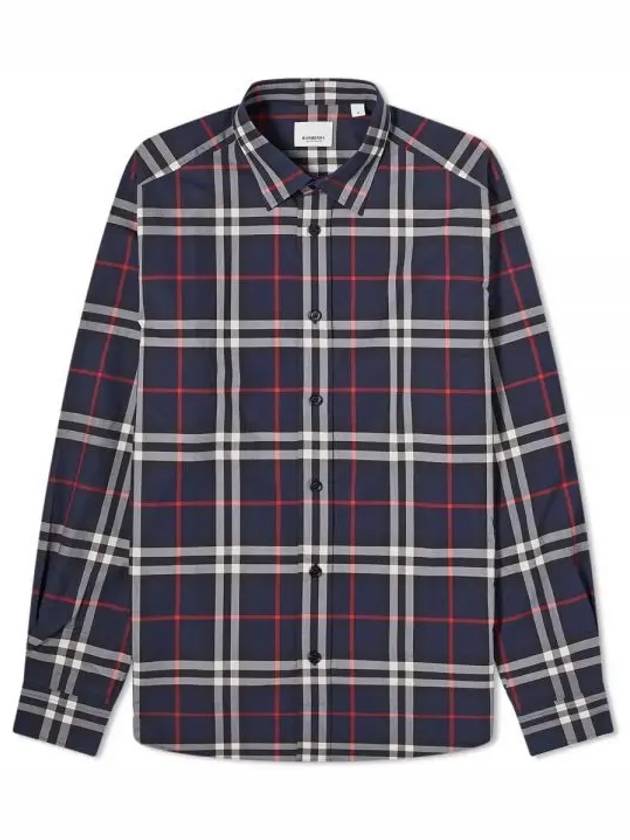 Men's Vintage Check Long Sleeve Shirt Navy - BURBERRY - BALAAN 2