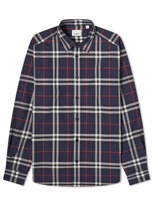 Men's Vintage Check Long Sleeve Shirt Navy - BURBERRY - BALAAN 2