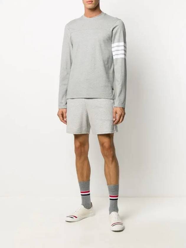 Cotton 4-bar diagonal long-sleeved T-shirt - THOM BROWNE - BALAAN 5