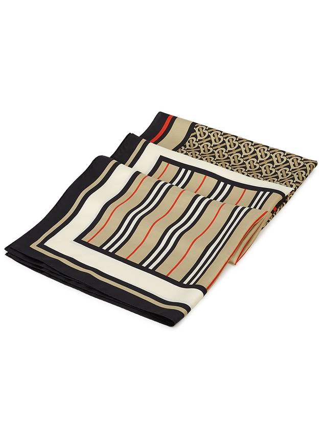 Monogram Stripe Silk Muffler Beige - BURBERRY - BALAAN 3