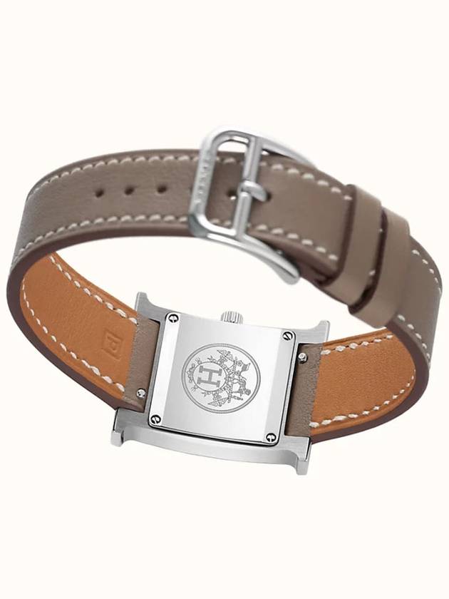 H Heure 25MM Leather Watch Etoupe - HERMES - BALAAN 3