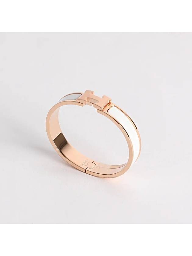 Clic H Bracelet Rose Gold Blanc - HERMES - BALAAN 4