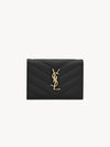 Monogram Caviar Embossed Business Card Wallet Black - SAINT LAURENT - BALAAN 2