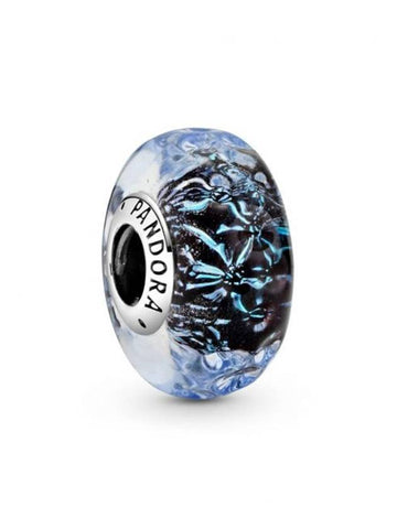 Wavy Murano Glass Ocean Bracelet Charm Silver Dark Blue - PANDORA - BALAAN 1