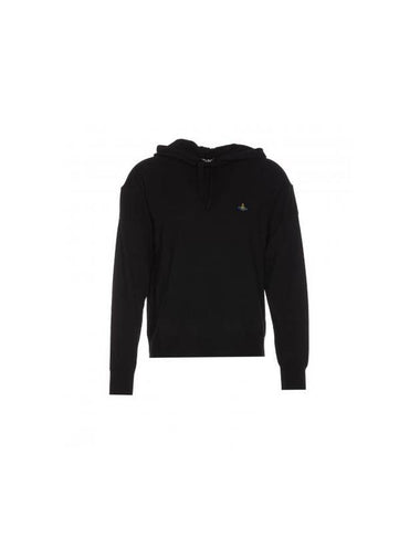 Embroidered Logo Virgin Wool Hoodie Black - VIVIENNE WESTWOOD - BALAAN 1