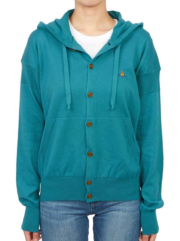 Embroidered Logo Hoodie Cardigan Green - VIVIENNE WESTWOOD - BALAAN 3