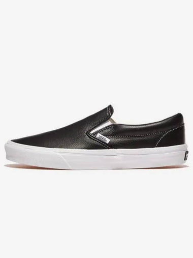 Shoes Sneakers Running Classic Slip On Leather Black True White - VANS - BALAAN 1