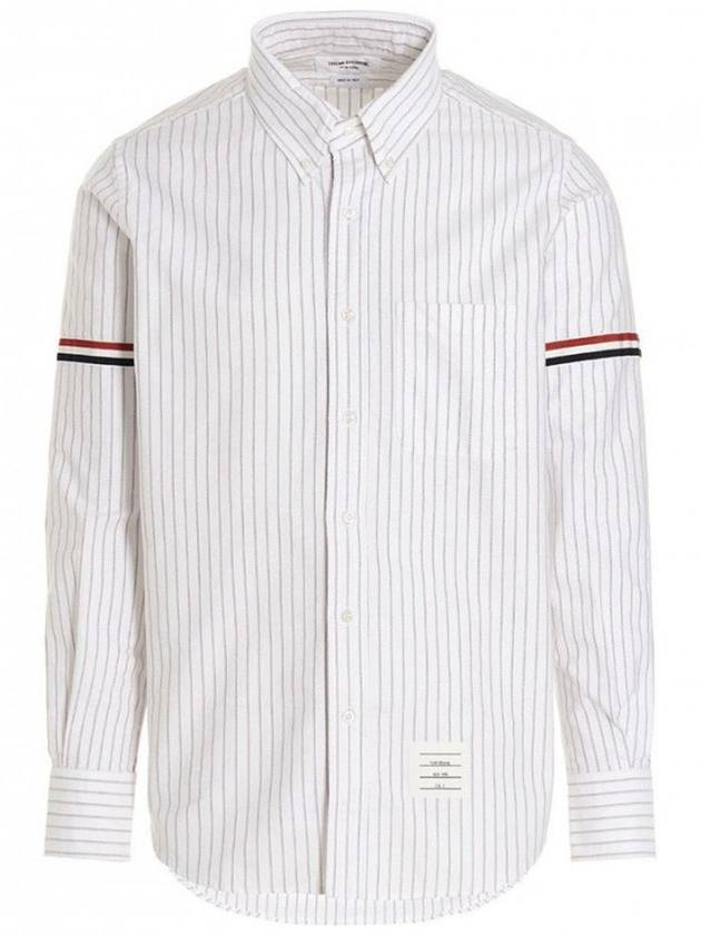 Oxford Armband Stripe Cotton Long Sleeve Shirt White - THOM BROWNE - BALAAN 2