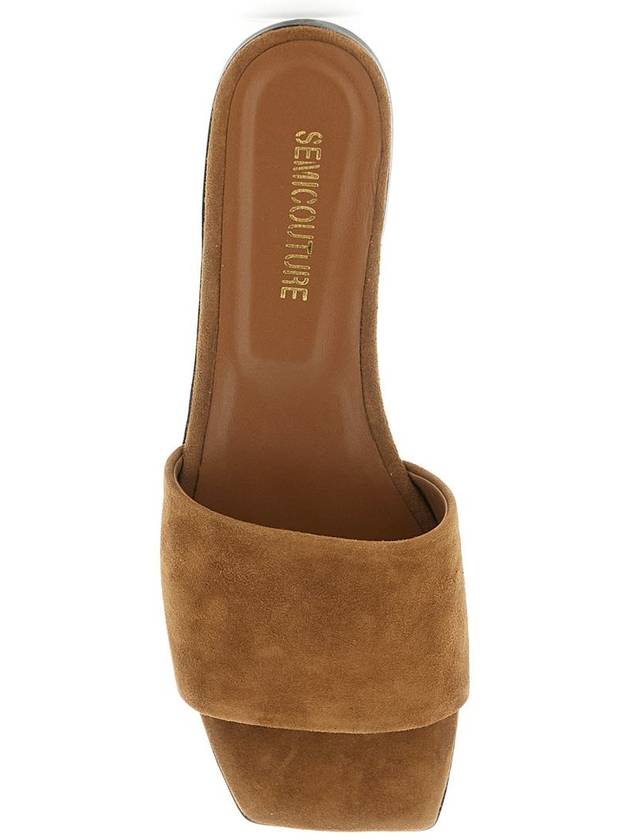 Brown Slide Sandals In Suede Woman - SEMI COUTURE - BALAAN 4