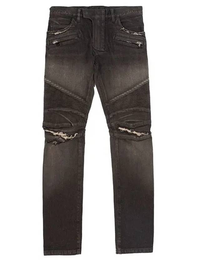 Destroyed Black Washed Biker Jeans T551 C710V - BALMAIN - BALAAN 6