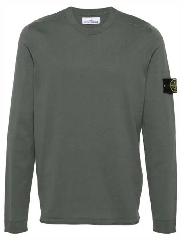 Raw Hand Cotton Crewneck Knit Top Dark Green - STONE ISLAND - BALAAN 2