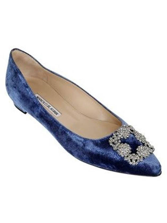 10MM HANGISI Swarovski velvet flat shoes - MANOLO BLAHNIK - BALAAN 1