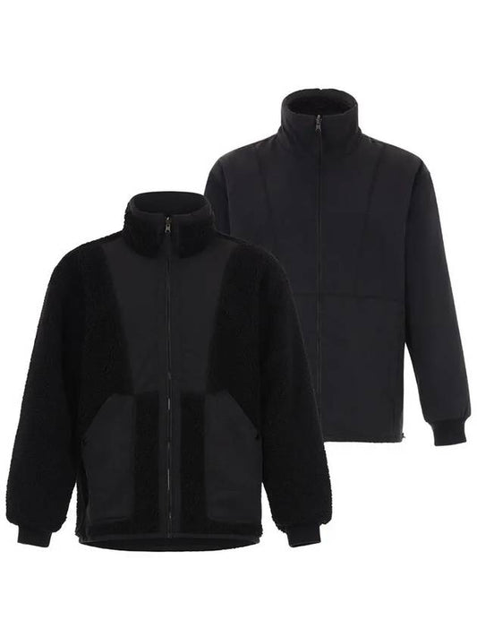 Men's Reversible Fleece Mix Zip-Up Jacket Black - OFFGRID - BALAAN 2