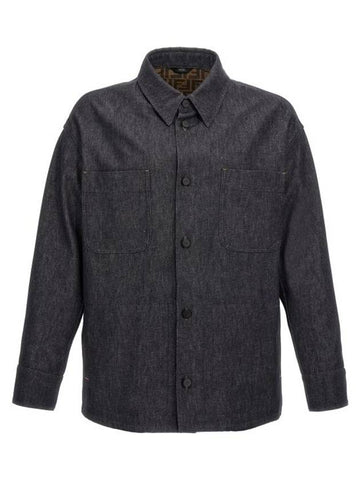 Side Pocket Denim Jacket Blue - FENDI - BALAAN 1