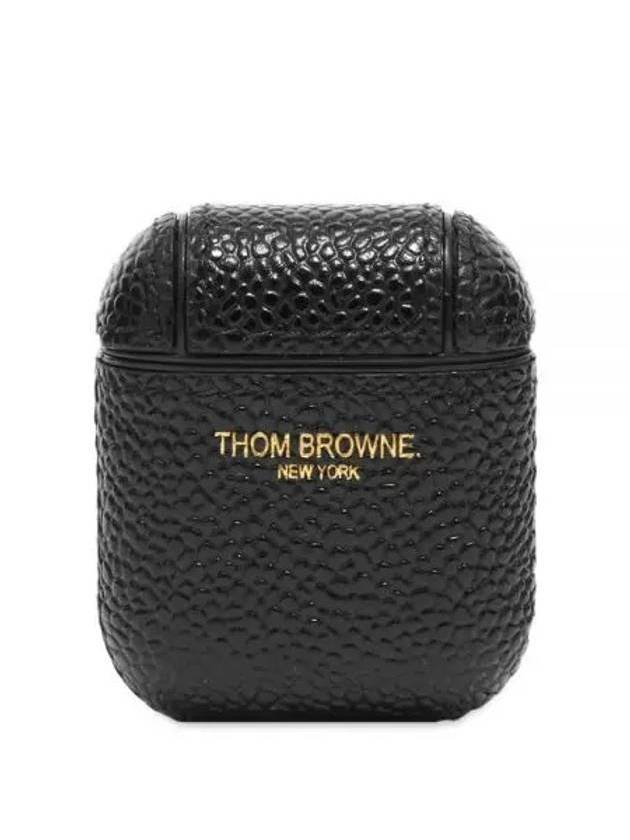 Pebble Calfskin AirPods Case Black - THOM BROWNE - BALAAN.