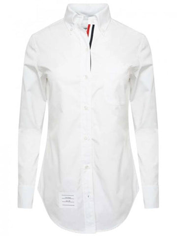 Button Down Cotton Oxford Long Sleeve Shirt White - THOM BROWNE - BALAAN 1