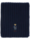 Bear Motif Cable Wool Scarf Navy - POLO RALPH LAUREN - BALAAN 1