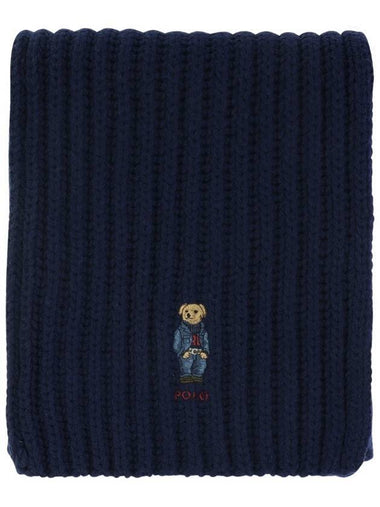 Bear Motif Cable Wool Scarf Navy - POLO RALPH LAUREN - BALAAN 1