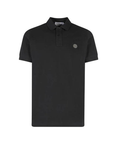 Pique Stretch Cotton Short Sleeve Polo Shirt Black - STONE ISLAND - BALAAN 2