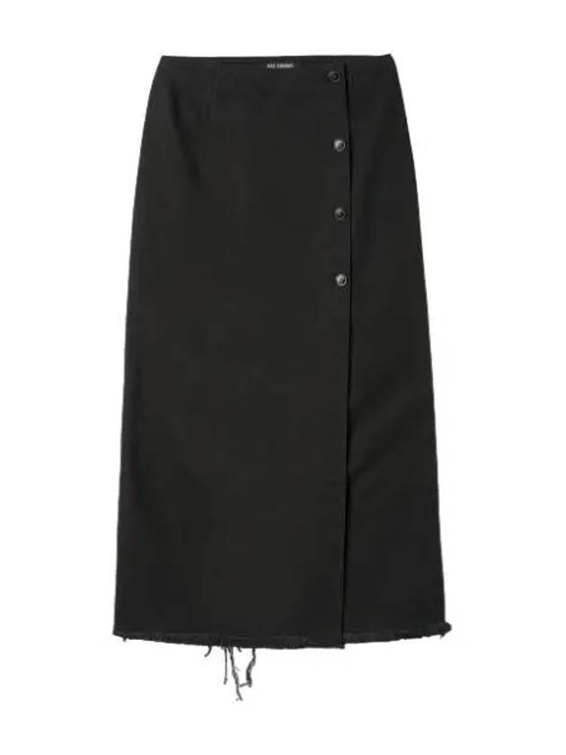 Wrap Button Denim Skirt Black Women - RAF SIMONS - BALAAN 1