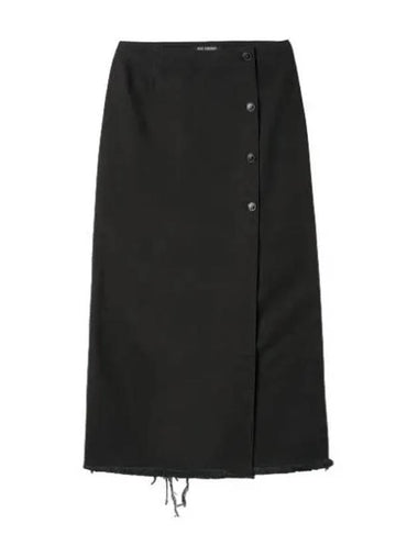 Wrap Button Denim Skirt Black - RAF SIMONS - BALAAN 1