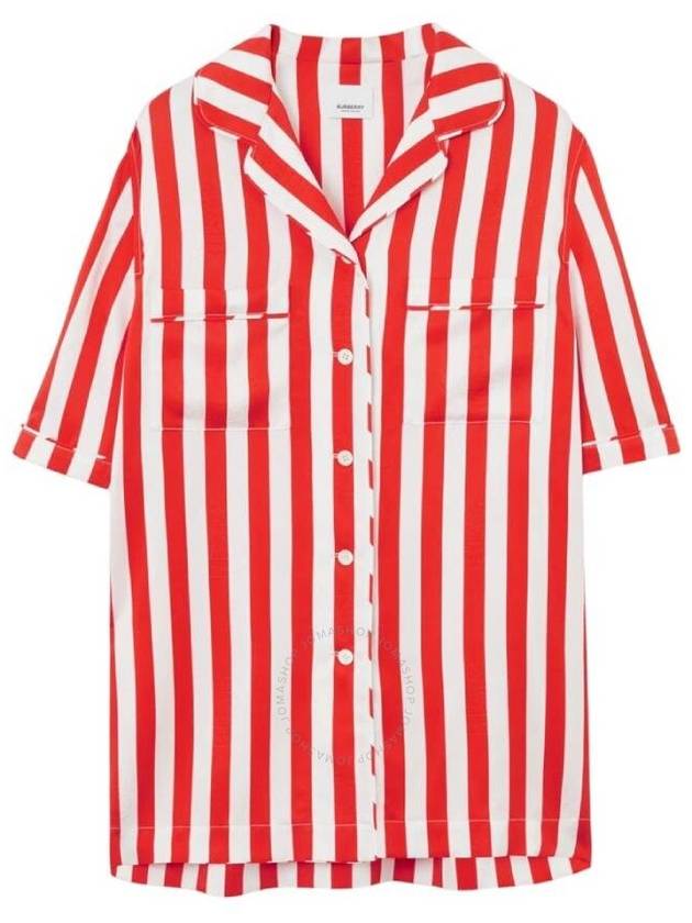 Burberry Tabi Striped Silk Pyjama Shirt, Brand Size 6 (US Size 4) - BURBERRY - BALAAN 1