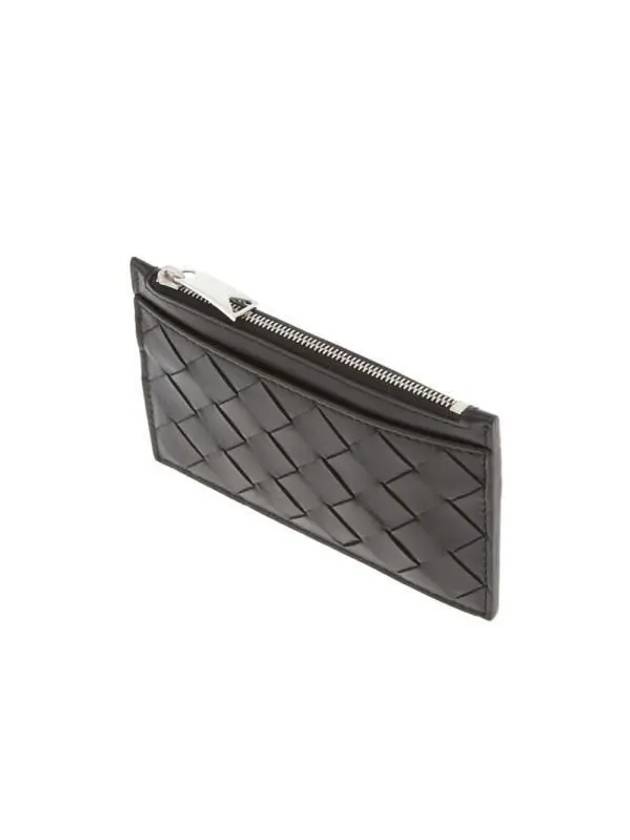 Intrecciato Zipper Single Card Wallet Black - BOTTEGA VENETA - BALAAN 6