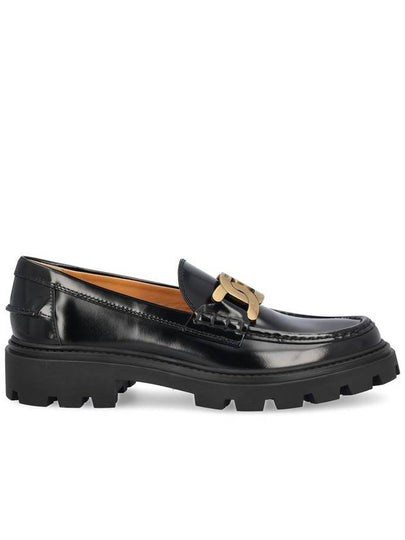 Women's Kate Metal Chain Leather Loafers Black - TOD'S - BALAAN 2