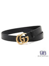 Men's GG Marmont Double G Buckle Gold Hardware Leather Belt Black - GUCCI - BALAAN 2