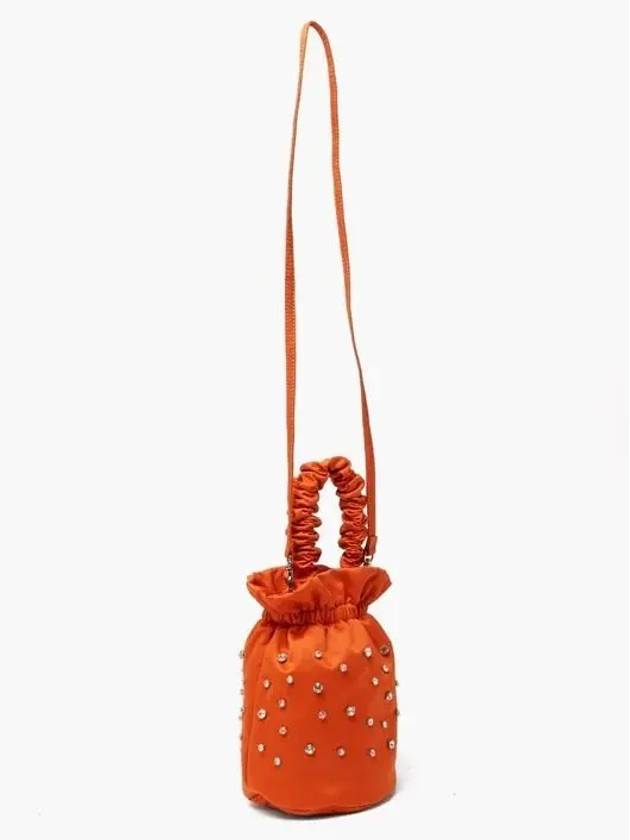 Crystal embossed satin top bucket bag orange A4415 317 - GANNI - BALAAN 4