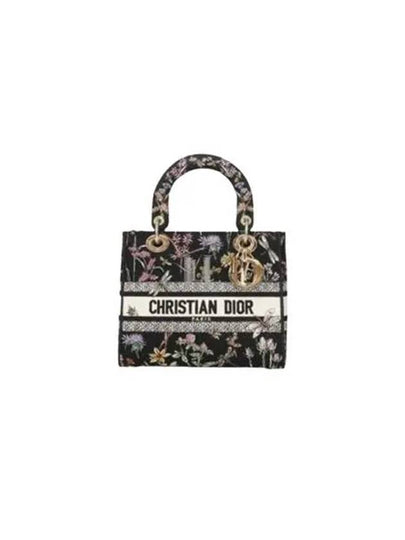 Lady D-Lite Herbarium Embroidery Medium Tote Bag Black - DIOR - BALAAN 2