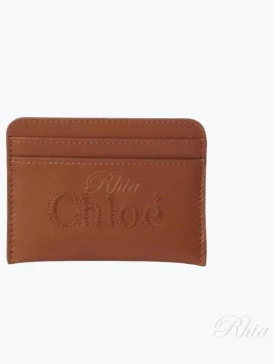 Sense Embroidered Logo Calfskin Card Wallet Brown - CHLOE - BALAAN 2