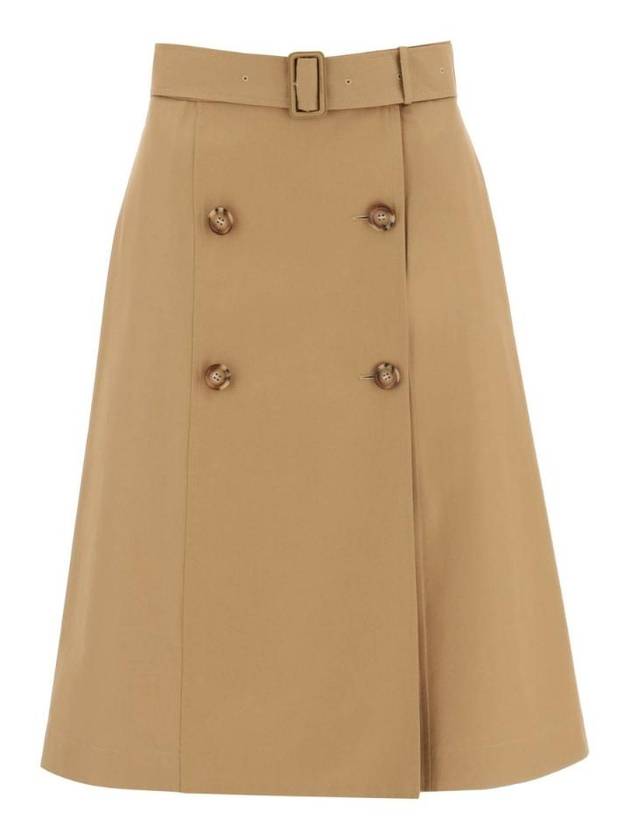 Belted Double Button A-Line Skirt Brown - BURBERRY - BALAAN 1