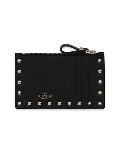 Rockstud Card Wallet Black - VALENTINO - BALAAN 1