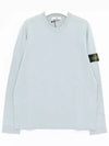 Raw Hand Cotton Crewneck Knit Top Sky Blue - STONE ISLAND - BALAAN 3