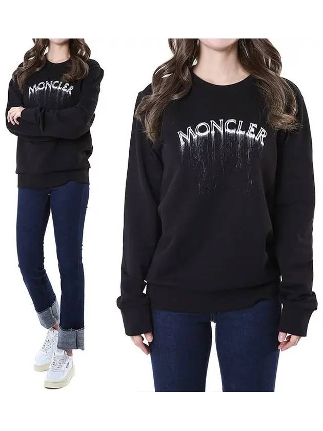 Matte black logo patch flow logo print women's sweatshirt 8G00004 809KR 999 - MONCLER - BALAAN 1