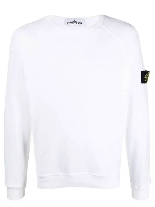 Logo Wappen Washed Raglan Sweatshirt White - STONE ISLAND - BALAAN 2