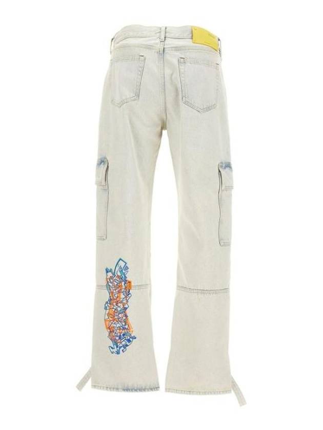 Graffiti Wide Jeans Light Blue - OFF WHITE - BALAAN 3