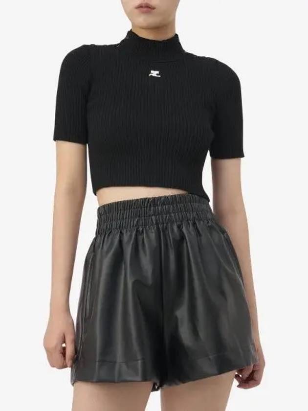 Crop Rib Knit Top Black - COURREGES - BALAAN 2