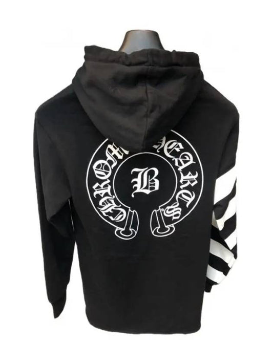 Horseshoe Back Logo Black Hooded Sweatshirt - CHROME HEARTS - BALAAN 1