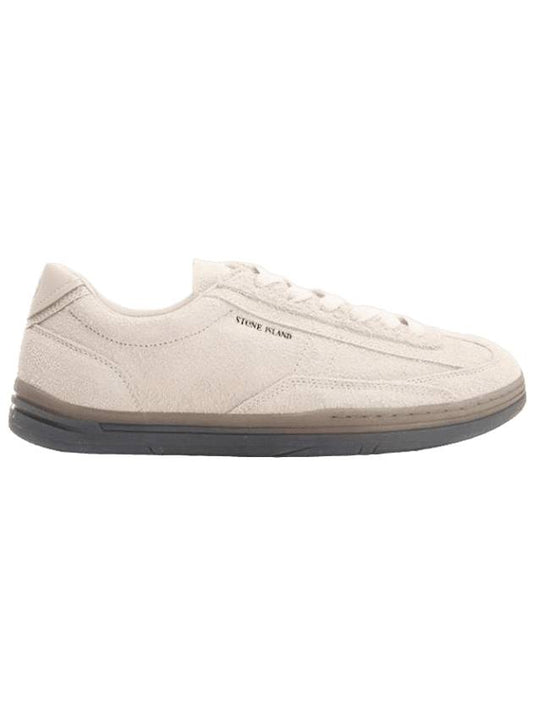 Logo Suede Low Top Sneakers Cream - STONE ISLAND - BALAAN 1