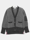 Women's Shetland Cable Pointelle Cardigan Grey - THOM BROWNE - BALAAN 2