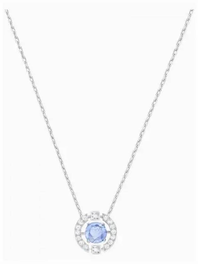 Una Crystal Round Cut Necklace Blue Silver - SWAROVSKI - BALAAN 2