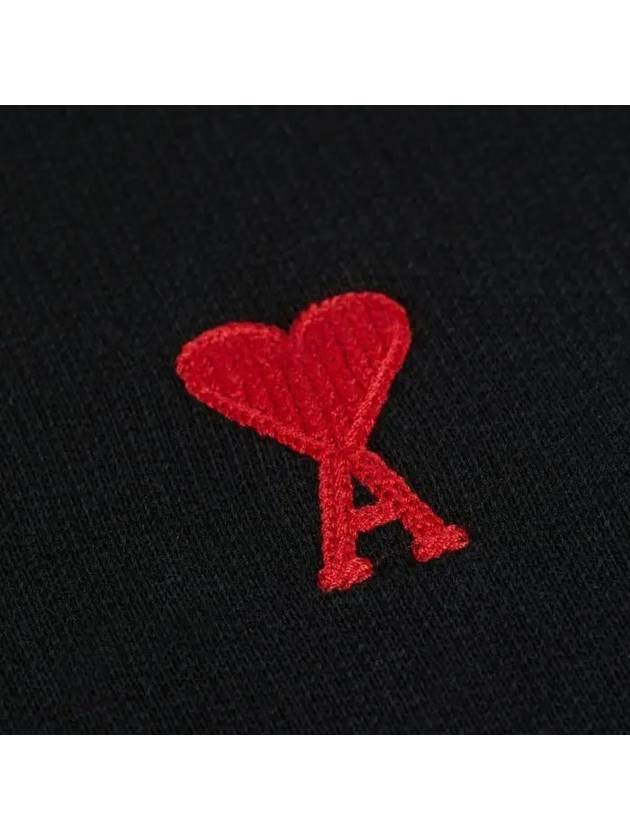 Heart Small Logo Hoodie Black - AMI - BALAAN 4