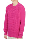 Crew Neck Lambswool Knit Top Pink - DRUMOHR - BALAAN 3