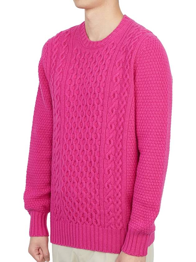 Crew Neck Lambswool Knit Top Pink - DRUMOHR - BALAAN 3