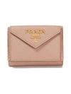 Saffiano Metal Logo Tri-Fold Half Wallet Powder Pink - PRADA - BALAAN 2