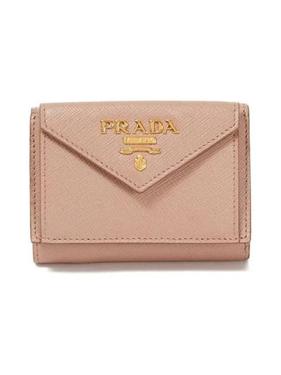 Saffiano Metal Logo Tri-Fold Half Wallet Powder Pink - PRADA - BALAAN 2