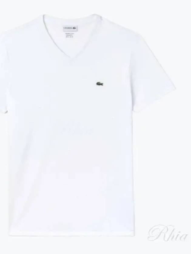 Men's Logo V-Neck Short Sleeve T-shirt White - LACOSTE - BALAAN 2