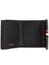 RWB Stripe Pebble Leather Tri-fold Half Wallet Black - THOM BROWNE - BALAAN 5